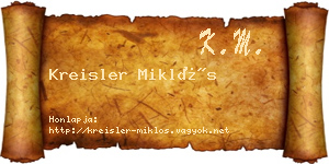 Kreisler Miklós névjegykártya